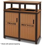 32 gal square trash double receptacles brown cedar