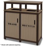 32 gal square trash double receptacles brown weathered
