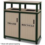 32 gal square trash double receptacles green sand