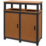 32 gal square trash double receptacles ornate black cedar