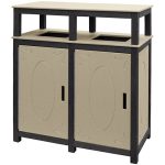 32 gal square trash double receptacles ornate black sand