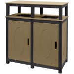 32 gal square trash double receptacles ornate black weathered
