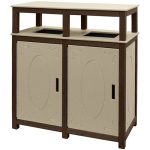 32 gal square trash double receptacles ornate brown sand