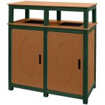 32 gal square trash double receptacles ornate green cedar