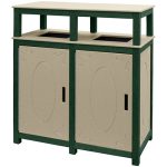 32 gal square trash double receptacles ornate green sand