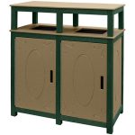 32 gal square trash double receptacles ornate green weathered