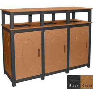 32 gal square trash triple receptacles black cedar