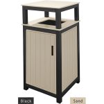 32 gal tall receptacle slatted black sand