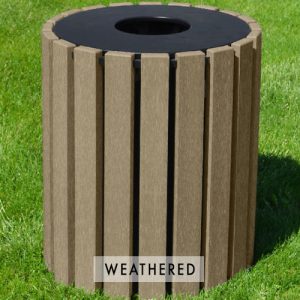 33 gal round receptacle weathered