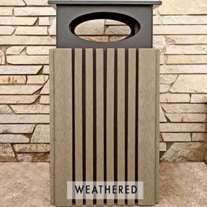 40 gal tall receptacle rain cap weathered