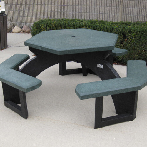 Hexagonal Heavy Duty Recycled Plastic Picnic Table - Furniture Leisure