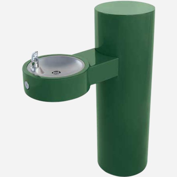 Barrier Free Pedestal Mount Round Drinking Fountain Green