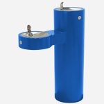 Bi Level Pedestal Mount Outdoor Round Drinking Fountain Blue