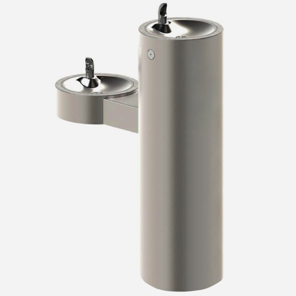 Bi Level Pedestal Mount Outdoor Round Drinking Fountain Stainless