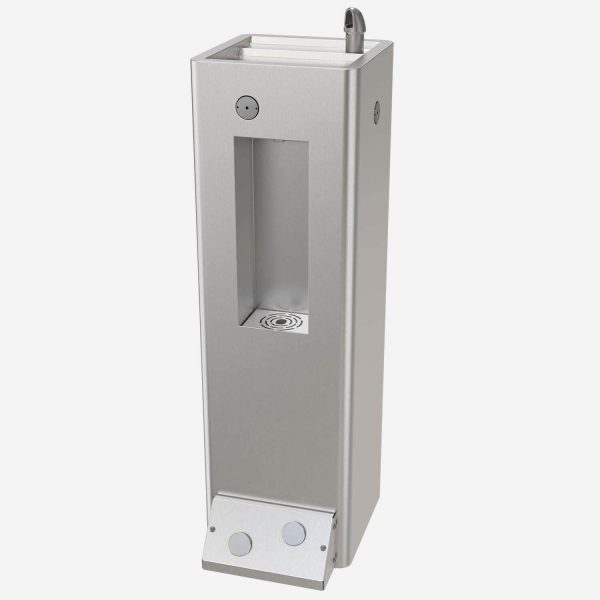 Economy Outdoor Pedestal Drinking Fountain with Bottle Filler Foot Button