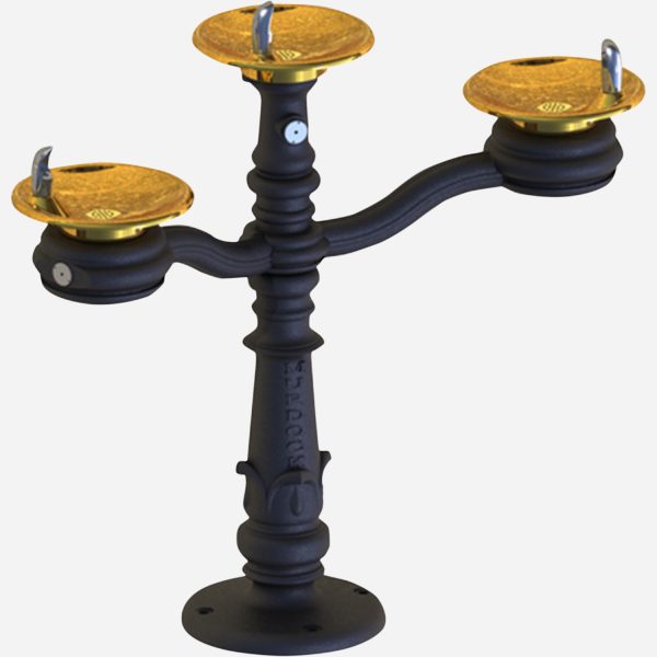Fountain with Two Barrier Free Arms Bowls with Bowl on Pedestal