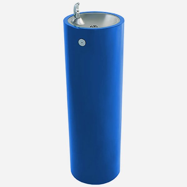 Round Pedestal Mount Outdoor Drinking Fountain Blue