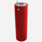 Round Pedestal Mount Outdoor Drinking Fountain Red