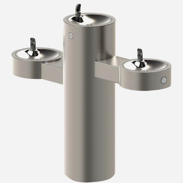 Tri-Level Pedestal Mount Outdoor Round drinking Fountain