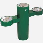 Tri Level Pedestal Mount Outdoor Round drinking Fountain Green