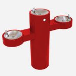 Tri Level Pedestal Mount Outdoor Round drinking Fountain Red