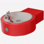 Wall Mounted Round Outdoor Drinking Fountain Red