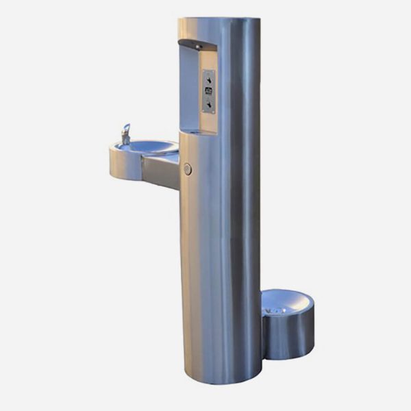 Outdoor Pedestal Bottle Filler with Barrier Free Drinking Fountain
