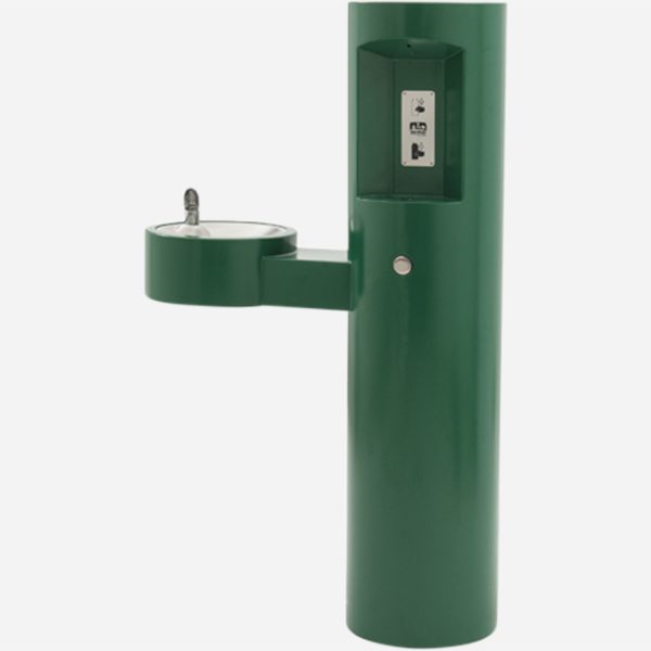 Outdoor Pedestal Bottle Filler with Barrier-Free Drinking Fountain