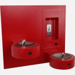 Recessed Outdoor Bottle Filler with Round Drinking Fountain 2