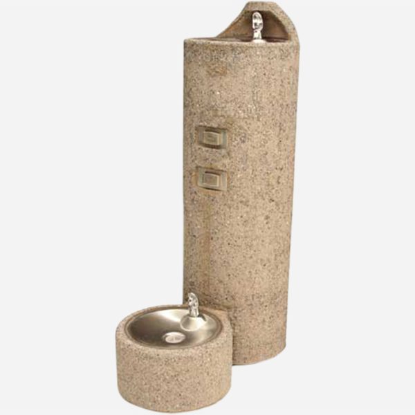 Round Concrete Pedestal Mount Outdoor Drinking Fountain