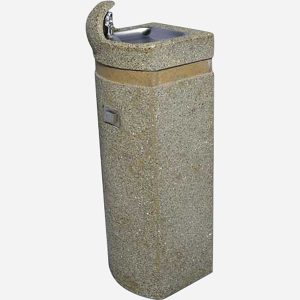 Square Concrete Pedestal Mount Outdoor Drinking Fountain