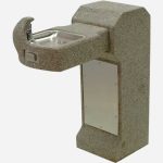 Square Concrete Pedestal Mount Outdoor Drinking Fountain Barrier Free
