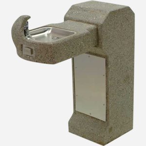 Square Concrete Pedestal Mount Outdoor Drinking Fountain Barrier Free