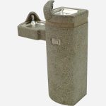 Square Concrete Pedestal Mount Outdoor Drinking Fountain Bi Level