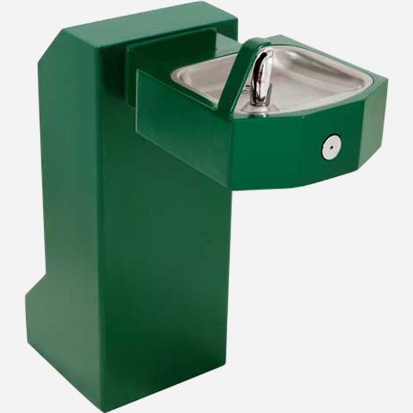 Square Pedestal Mount Outdoor Drinking Fountain Barrier Free