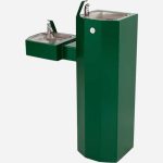 Square Pedestal Mount Outdoor Drinking Fountain Bi Level