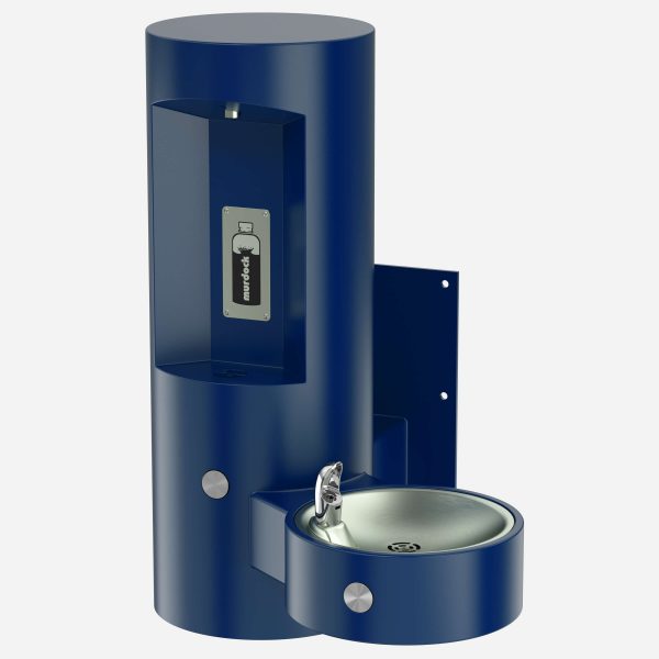 Wall-Mounted Outdoor Bottle Filler with Angled Drinking Fountain
